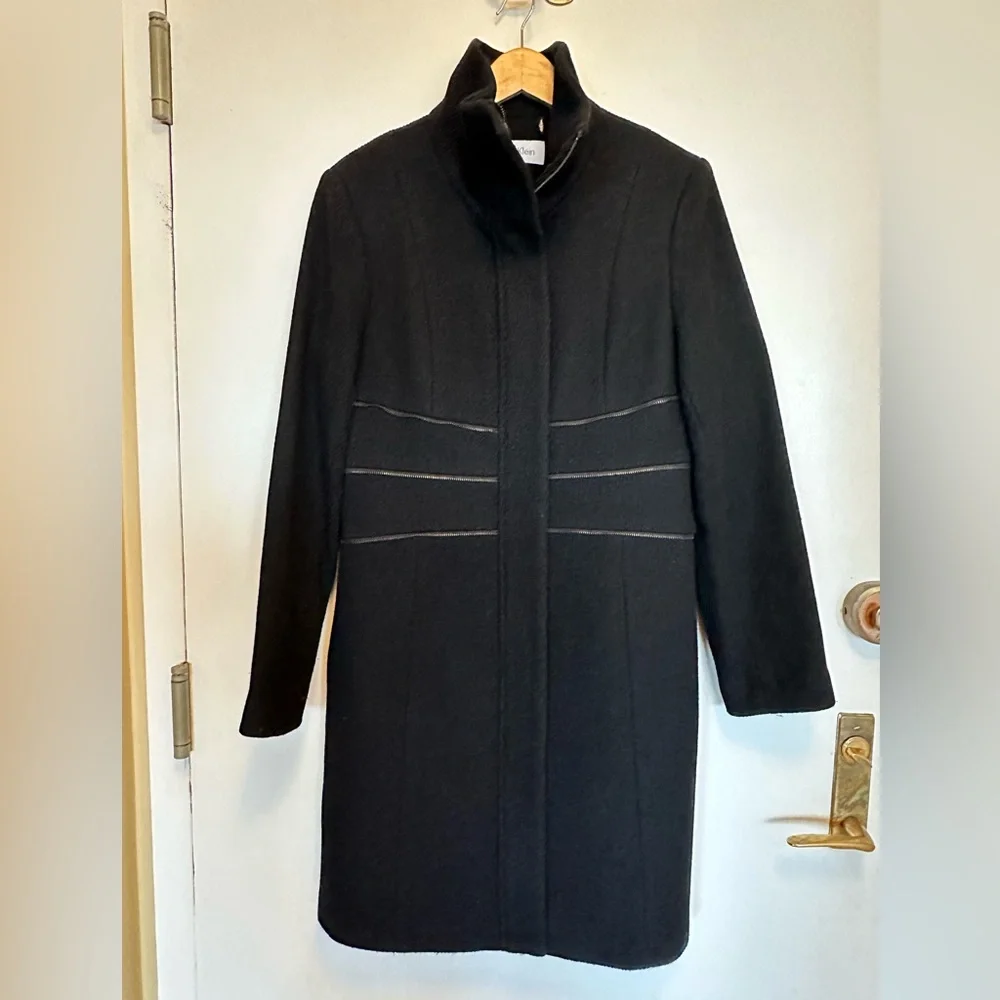 Calvin Klein black wool blend coat - size M - Picture 1 of 6